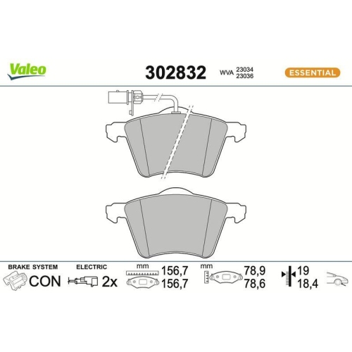 VALEO Bremsbelagsatz, Scheibenbremse ESSENTIAL 302832