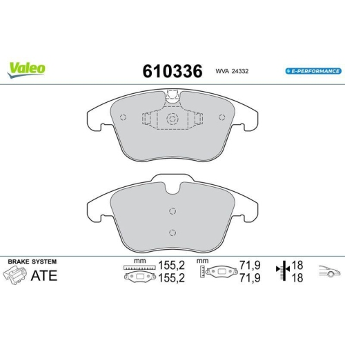 VALEO Bremsbelagsatz, Scheibenbremse E-PERFORMANCE 610336