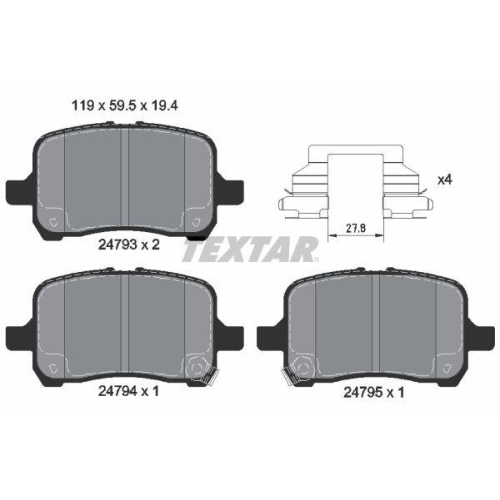 TEXTAR Bremsbelagsatz, Scheibenbremse Q+ 2479301