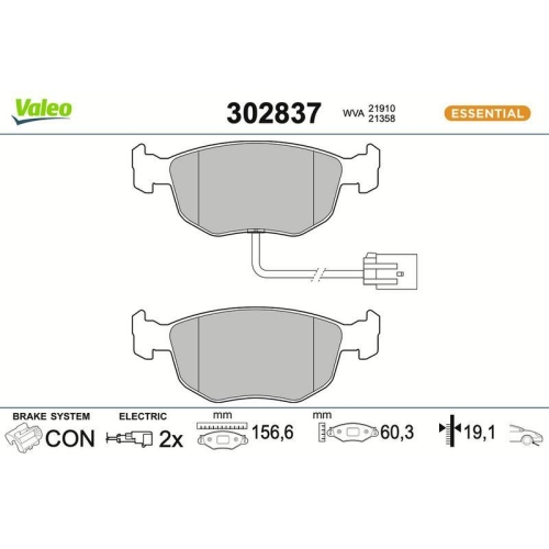 VALEO Bremsbelagsatz, Scheibenbremse ESSENTIAL 302837