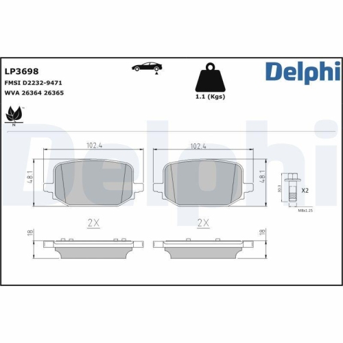 DELPHI Bremsbelagsatz, Scheibenbremse