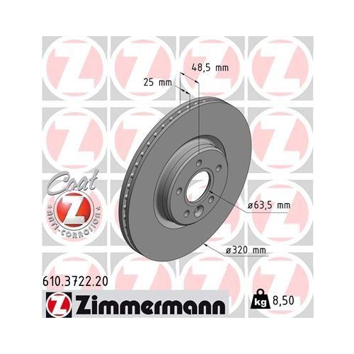 ZIMMERMANN Bremsscheibe COAT Z 610.3722.20