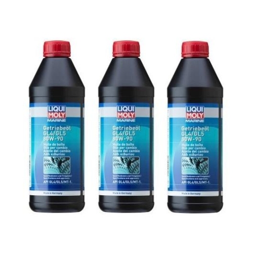 3x Liqui Moly Marine Getriebe&ouml;l GL4/GL5 80W-90 - 1 Liter - Art.Nra 25068 3 Liter