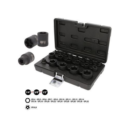 1/4 Zoll+3/8 Zoll+1/2 Zoll Torx Kraft-Steckschl&uuml;ssel-Satz 19-tlg KS TOOLS