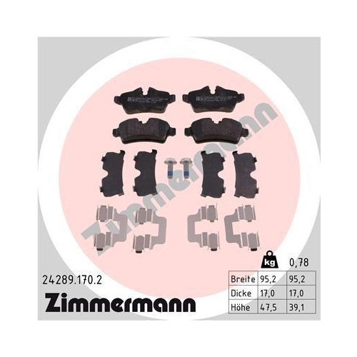 ZIMMERMANN Bremsbelagsatz, Scheibenbremse 24289.170.2