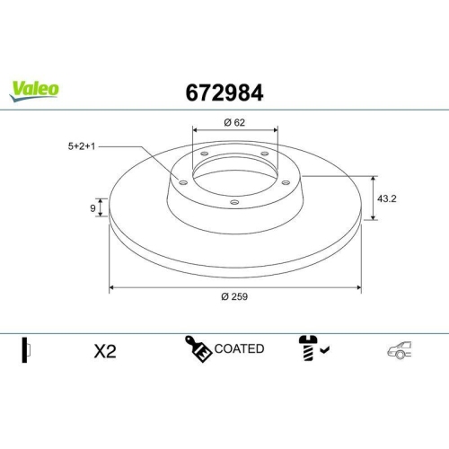 VALEO Bremsscheibe COATED 672984