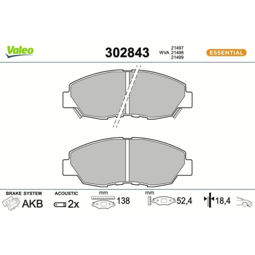 VALEO Bremsbelagsatz, Scheibenbremse ESSENTIAL 302843