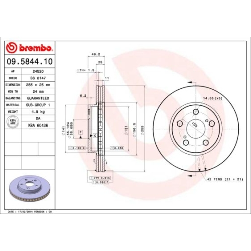 BREMBO Bremsscheibe PRIME LINE 09.5844.10
