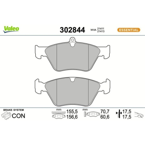 VALEO Bremsbelagsatz, Scheibenbremse ESSENTIAL 302844