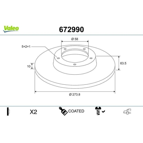 VALEO Bremsscheibe COATED 672990