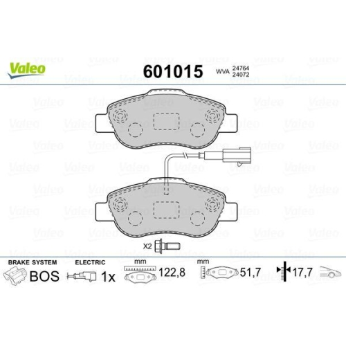 VALEO Bremsbelagsatz, Scheibenbremse 601015