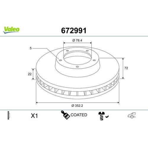 VALEO Bremsscheibe COATED 672991