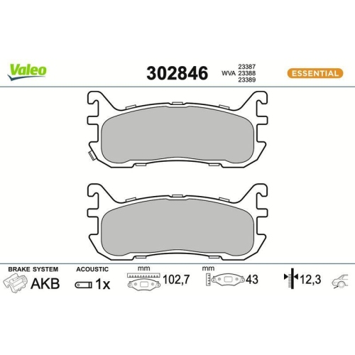 VALEO Bremsbelagsatz, Scheibenbremse ESSENTIAL 302846
