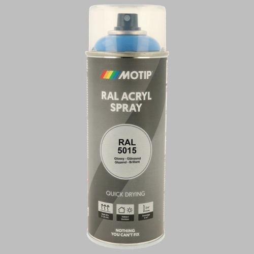 Lackspray Farbe schnell trocknend RAL5015 himmelblau hochglanz 400ml MOTIP 07012