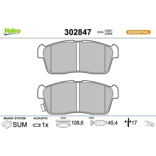 VALEO Bremsbelagsatz, Scheibenbremse ESSENTIAL 302847
