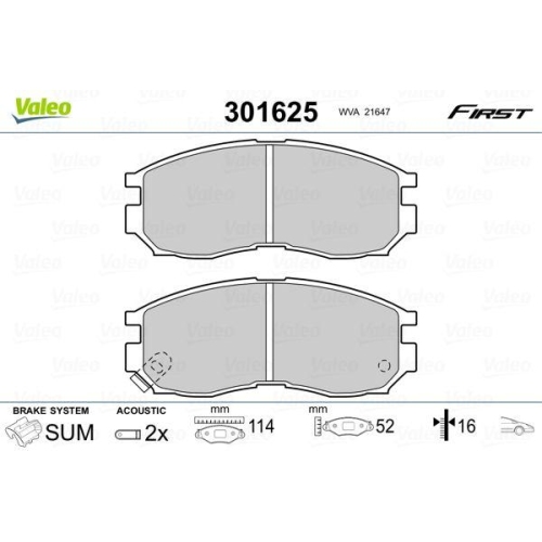 VALEO Bremsbelagsatz, Scheibenbremse FIRST 301625