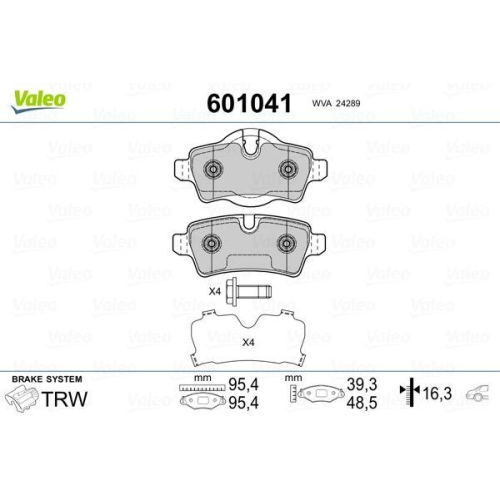 VALEO Bremsbelagsatz, Scheibenbremse 601041