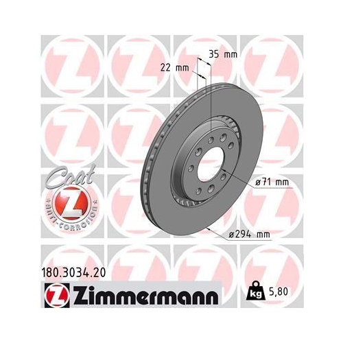 ZIMMERMANN Bremsscheibe COAT Z 180.3034.20