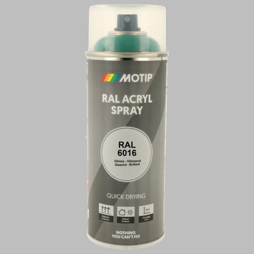 Lackspray Farbe schnell trocknend RAL6016 t&uuml;rkisgr&uuml;n hochglanz 400ml MOTIP 07013