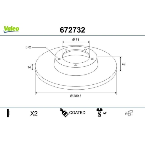 VALEO Bremsscheibe COATED 672732