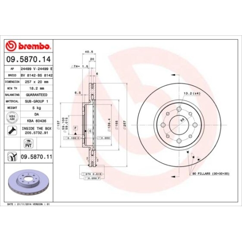 BREMBO Bremsscheibe PRIME LINE - UV Coated 09.5870.11