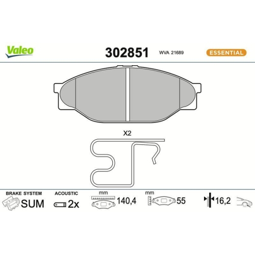 VALEO Bremsbelagsatz, Scheibenbremse ESSENTIAL 302851