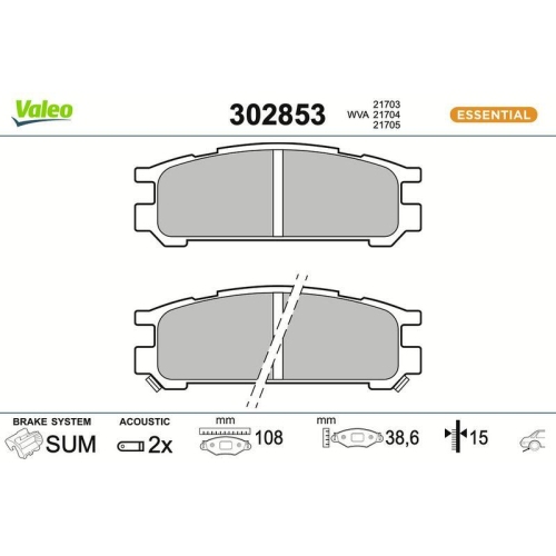 VALEO Bremsbelagsatz, Scheibenbremse ESSENTIAL 302853