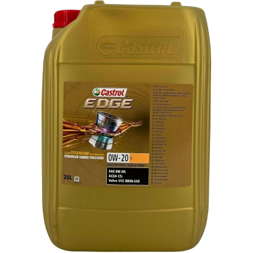 Motor&ouml;l Motoren&ouml;l Castrol Edge 0W-20 V Volvo VCC RBS0-2AE ACEA C5 20Liter 15DA9A