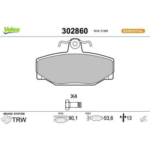 VALEO Bremsbelagsatz, Scheibenbremse ESSENTIAL 302860
