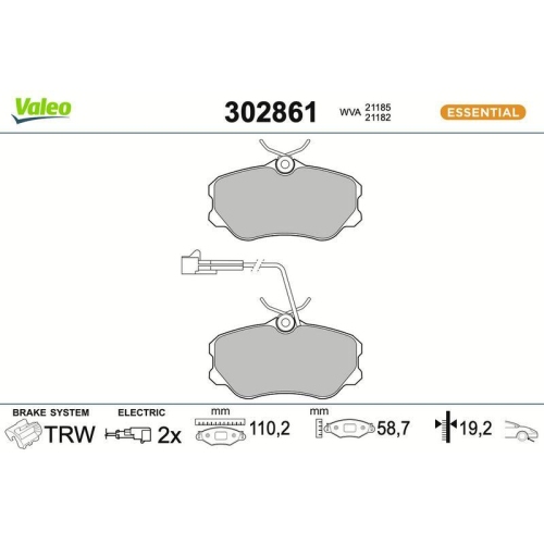VALEO Bremsbelagsatz, Scheibenbremse ESSENTIAL 302861