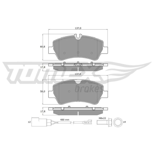 TOMEX Brakes Bremsbelagsatz, Scheibenbremse TX 16-961