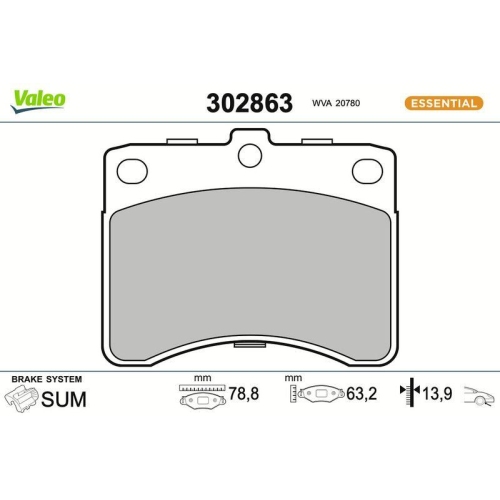 VALEO Bremsbelagsatz, Scheibenbremse ESSENTIAL 302863