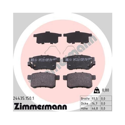 ZIMMERMANN Bremsbelagsatz, Scheibenbremse 24435.150.1