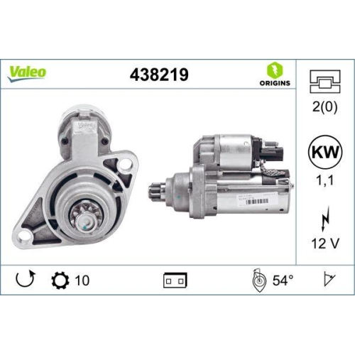 VALEO Starter VALEO ORIGINS - NEW O.E. TECHNOLOGIE 438219