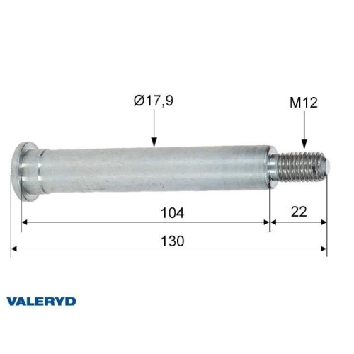 Lagerbolzen M12 f&uuml;r Handbremshebel Knott Anh&auml;nger Valeryd 2305003