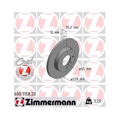 ZIMMERMANN Bremsscheibe COAT Z 600.1158.20