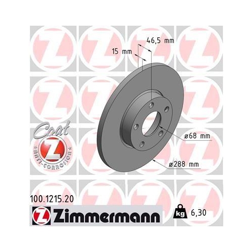 ZIMMERMANN Bremsscheibe COAT Z 100.1215.20