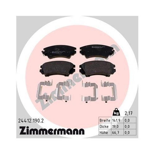 ZIMMERMANN Bremsbelagsatz, Scheibenbremse 24412.190.2