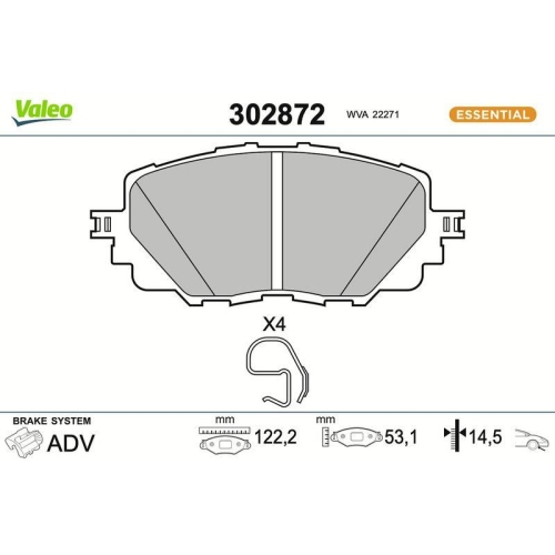 VALEO Bremsbelagsatz, Scheibenbremse ESSENTIAL 302872