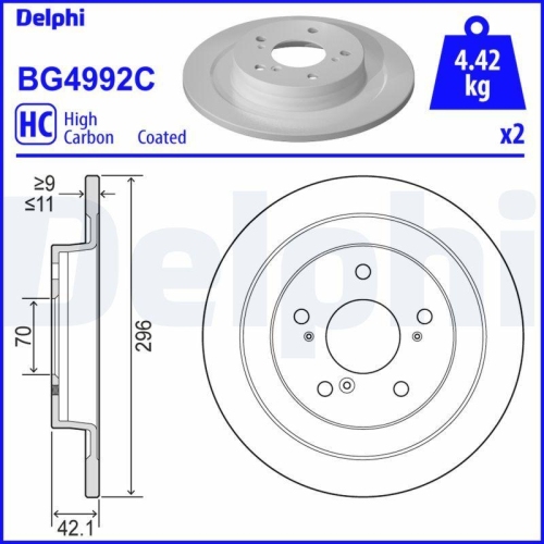 DELPHI Bremsscheibe BG4992C