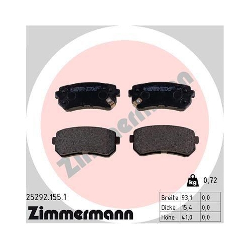 ZIMMERMANN Bremsbelagsatz, Scheibenbremse 25292.155.1