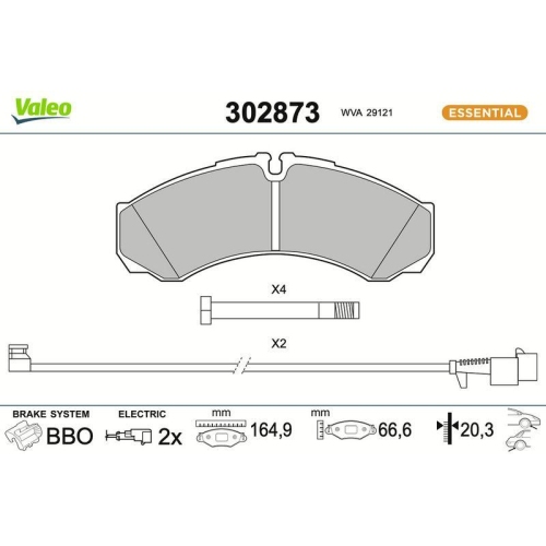 VALEO Bremsbelagsatz, Scheibenbremse ESSENTIAL 302873