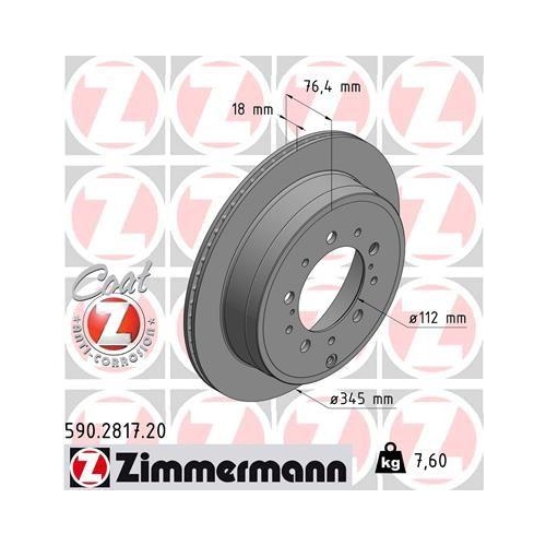 ZIMMERMANN Bremsscheibe COAT Z 590.2817.20