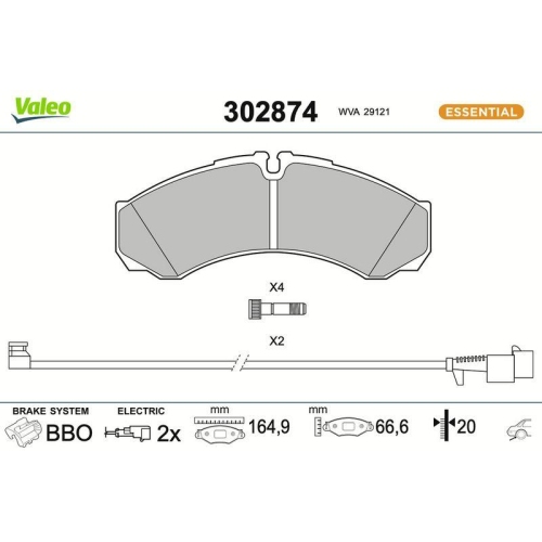 VALEO Bremsbelagsatz, Scheibenbremse ESSENTIAL 302874