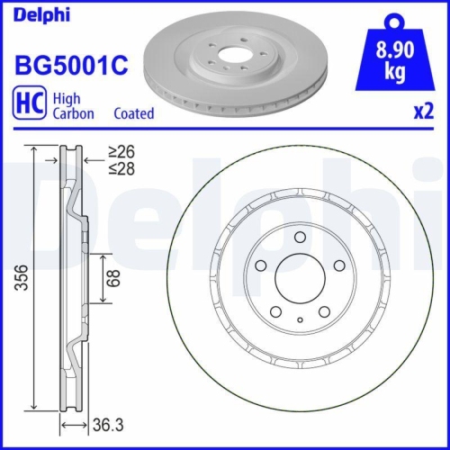 DELPHI Bremsscheibe BG5001C
