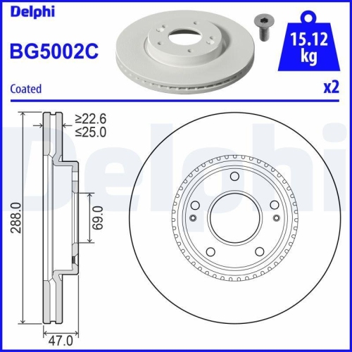 DELPHI Bremsscheibe BG5002C