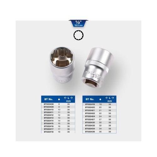 1/2 Zoll Zw&ouml;lfkant-Stecknuss, 12 mm BRILLIANT TOOLS BT022412