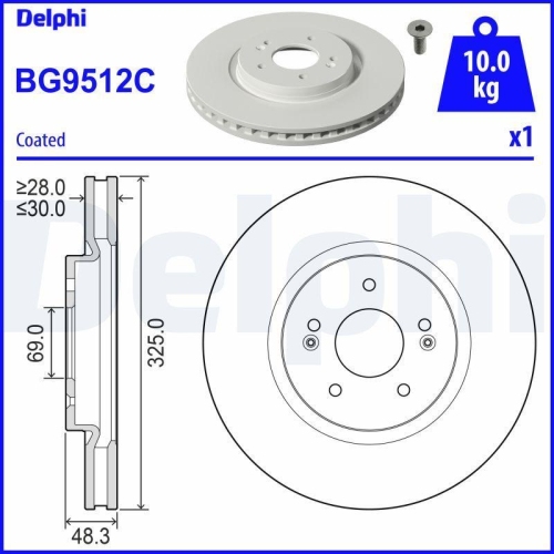 DELPHI Bremsscheibe BG9512C