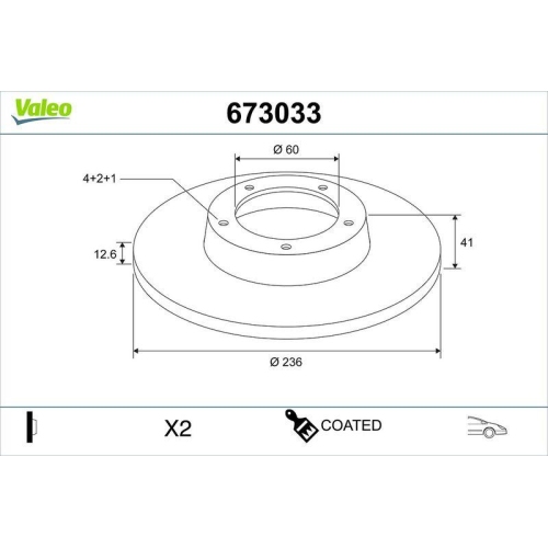 VALEO Bremsscheibe COATED 673033