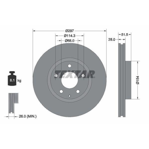 TEXTAR Bremsscheibe PRO 92257403